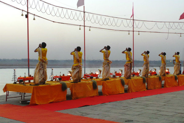 Ganga Aarti At Assi Gaht Varanasi India